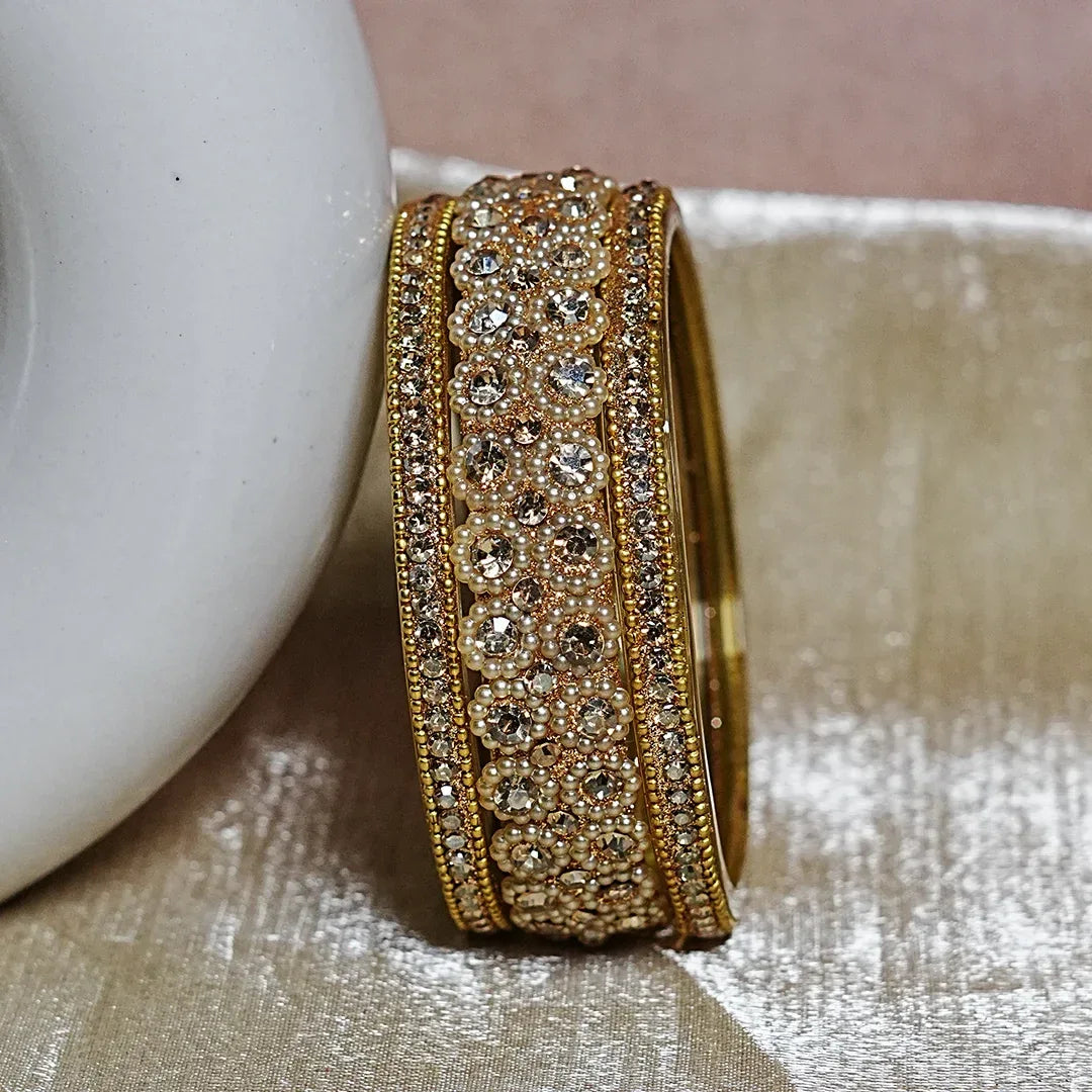 Stylish Designer Glass Kada Bangles for Women (Set of 2) - The Golden Cascade